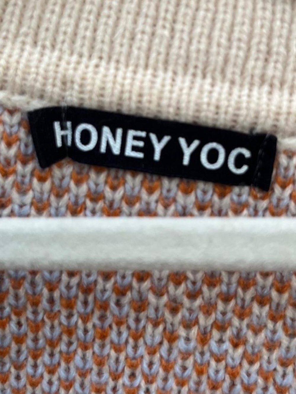 Honey Toc Orange & Blue Patterned Collared Cardigan Sweater - Picture 7 of 7